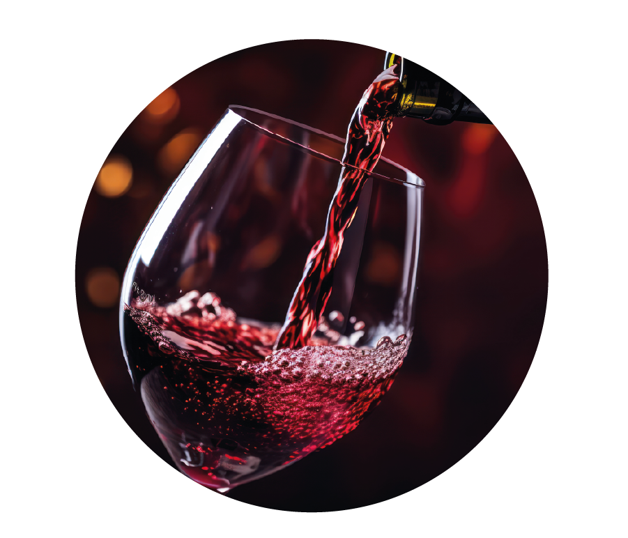 Immagine di un bicchiere di vino in un tondo
